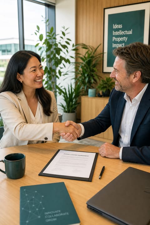 Two parties signing a patent assignment agreement